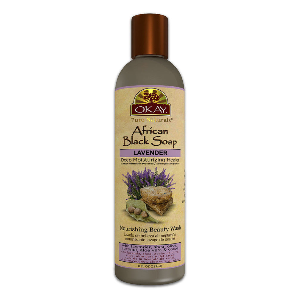 Okay Pure Naturals Lavender African Black Soap Nourishing Beauty Wash, 8 Oz